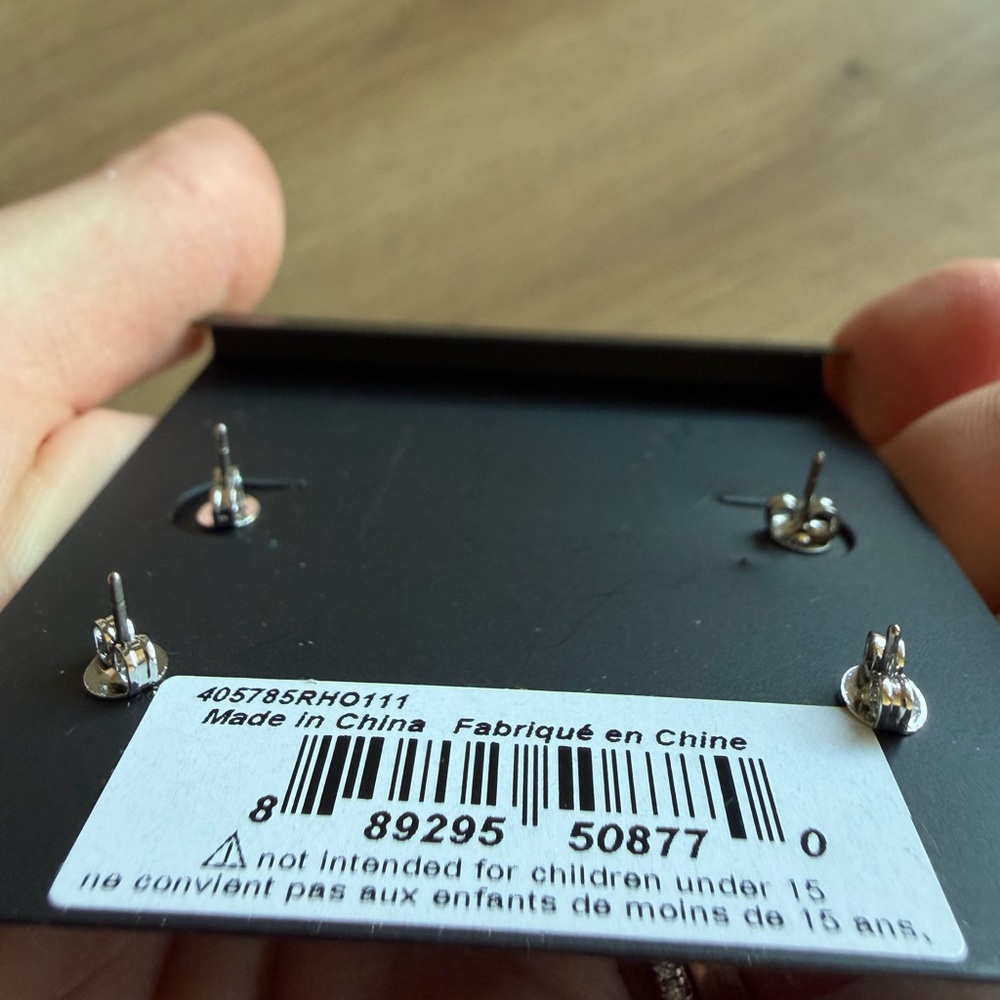 Coach Silver and Crystal Stud Earrings - Picture 3 of 4